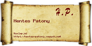 Hentes Patony névjegykártya